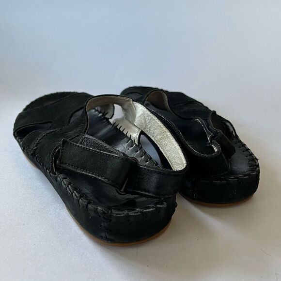 La Plume Sandals Black Suede Nubuck Shoes Hook & Loop Straps Made in Italy 39 9 - Picture 7 of 10